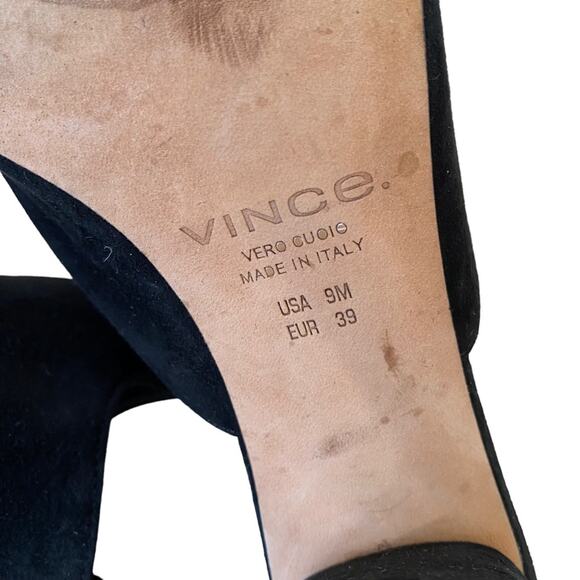 Vince Black Tanay Suede Leather Slide Mule Block Heel size 9 - Picture 11 of 11